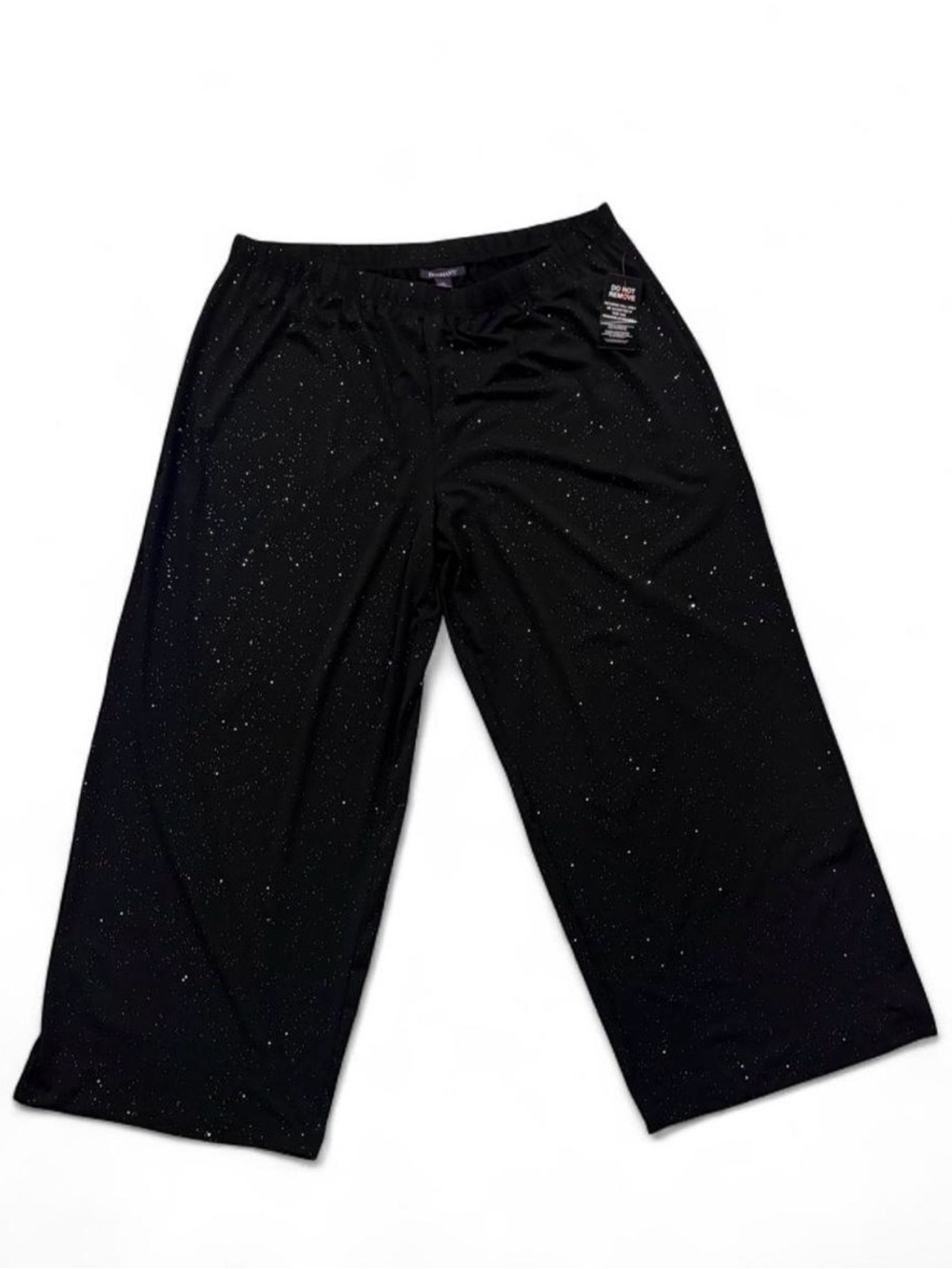 Roaman's Black Sparkle Wide-Leg Joggers